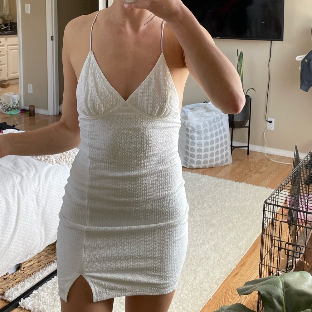 White low back summer mini dress